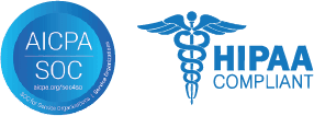 SOC 2 Type II and HIPAA Compliance badges