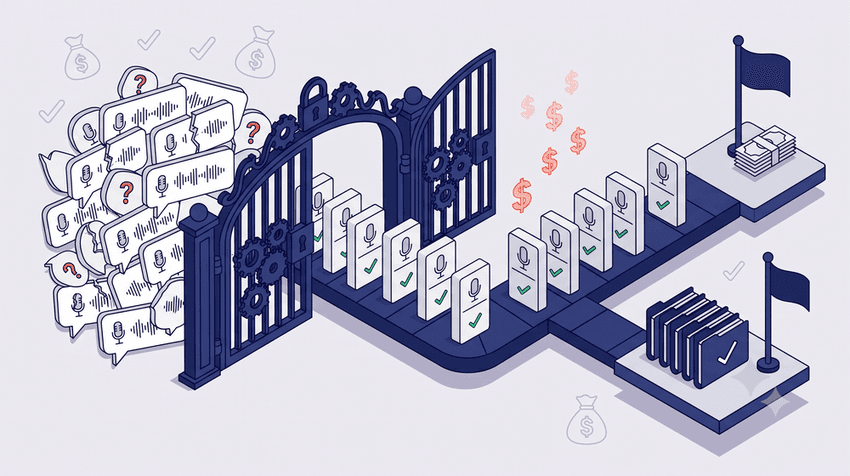An isometric perspective vector illustration on a clean data processing flow.