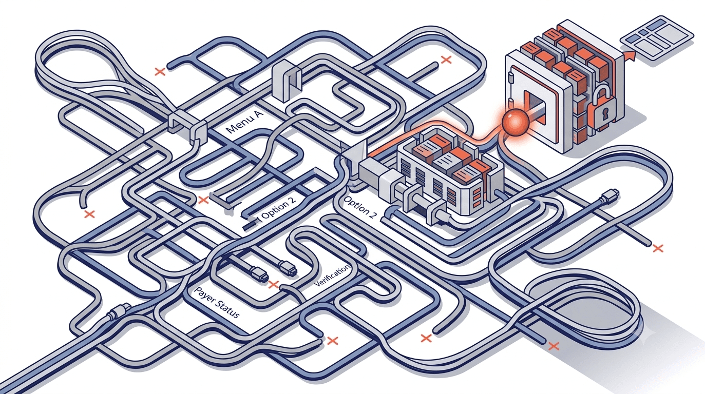 A flat vector isometric illustration showing jumbled papers and friction-heated conveyor joints on the chaotic left, which are transformed into neat document stacks on an organized blue conveyor system on the right.