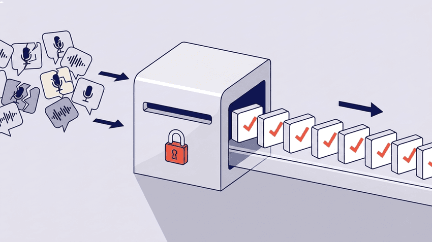 Isometric illustration showing real-time eligibility check software converting chaotic data into verified workflow