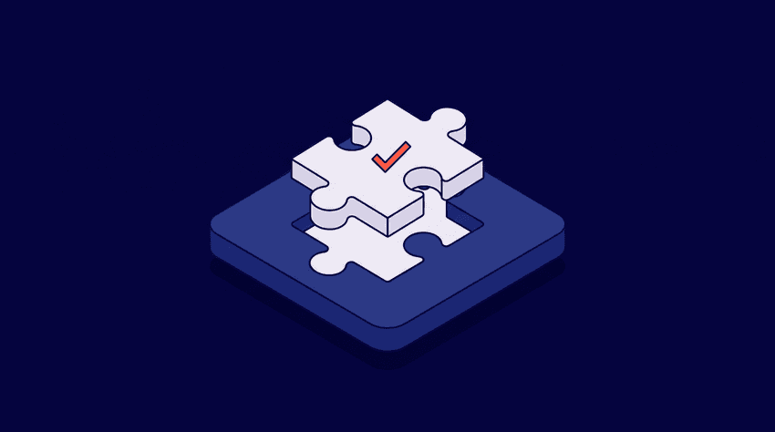 This isometric visual uses a minimalist puzzle metaphor to illustrate how automated checks replace manual processes with instant, error-free results. The structure emphasizes the speed and precision of the transformation using a calm, reassuring tone and a structured composition.